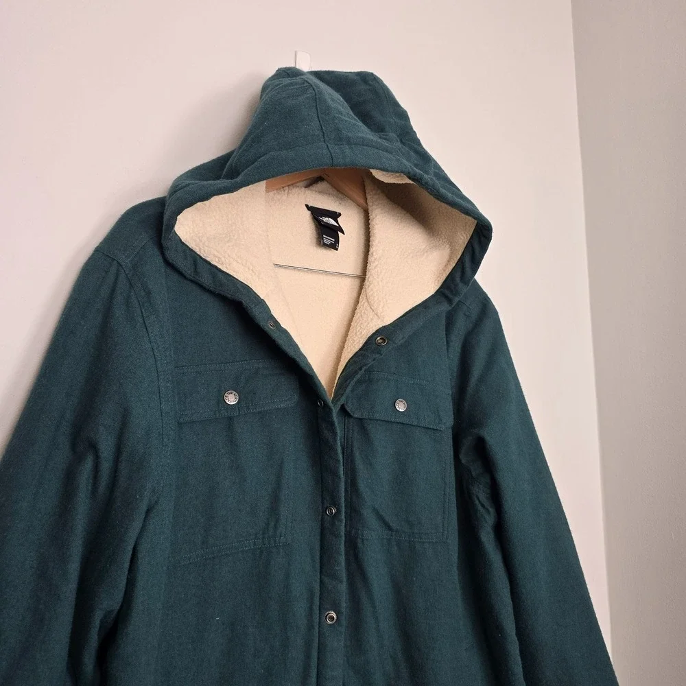 The North Face Men Hooded Campshire Shirt Jacket XL Green Cabincore Cozy Shacket